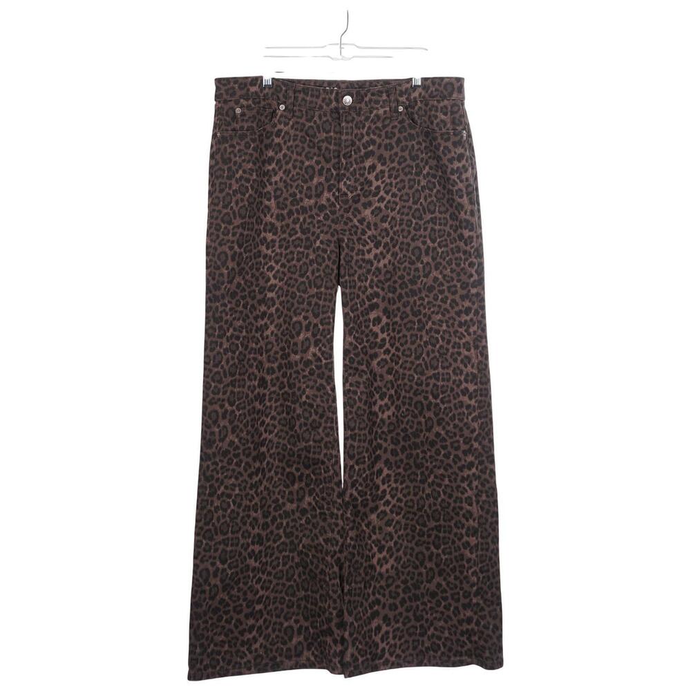 TORRID Jeans 16T Brown Leopard Print High Rise Wide Leg Cotton Blend Stretch